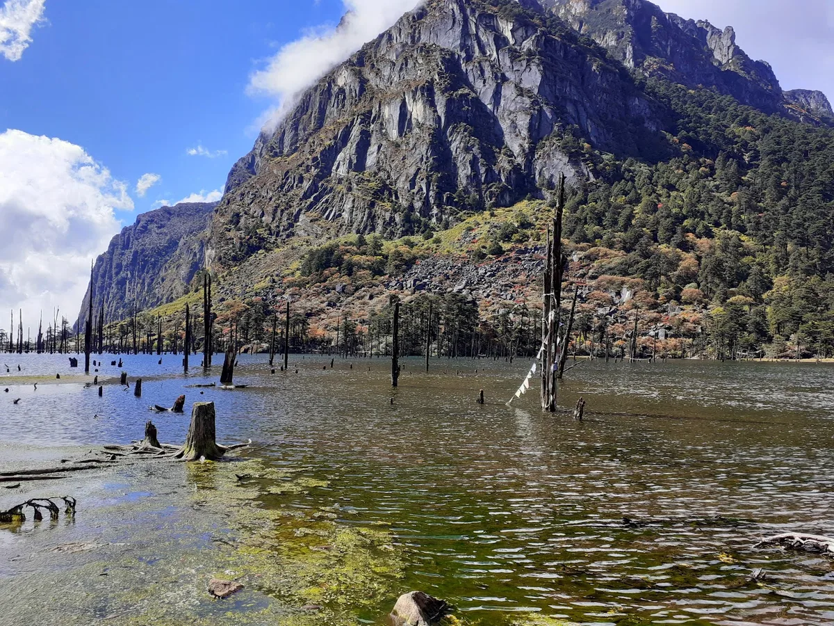 Madhuri Lake (Shonga-tser Lake) near Tawang, Arunachal Pradesh, glacial lake at 12,165 feet requiring Army permit