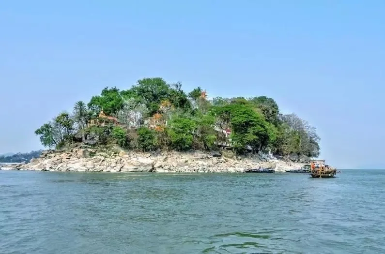 Umananda Island, the world's smallest inhabited river island, in the Brahmaputra, Guwahati